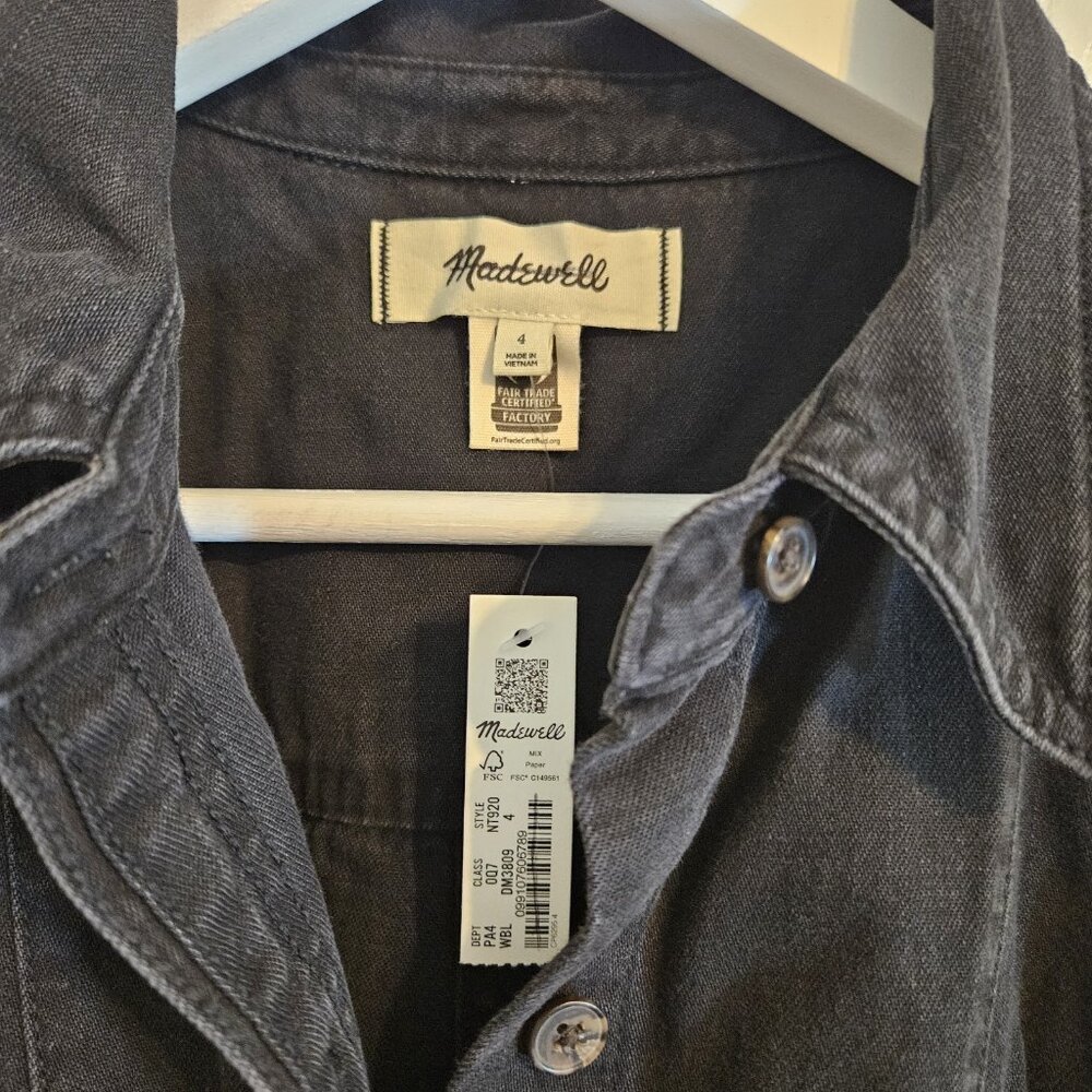 Madewell Denim Seamed Mini Dress in Washed Black Size 4 $114.99 MSRP - Picture 3 of 5